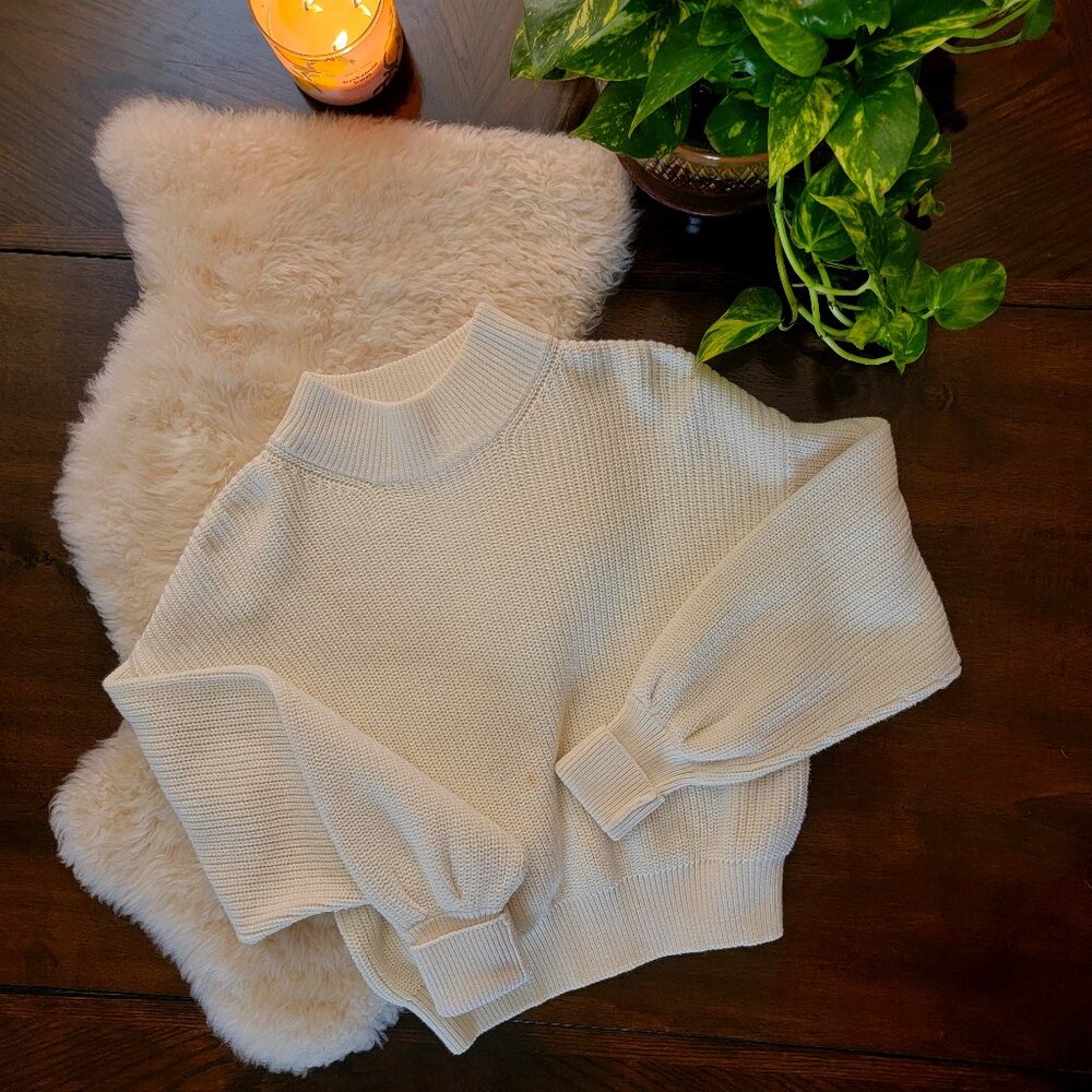White Knit Turtleneck Sweater Size S